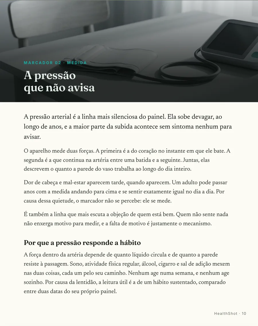 Abertura de marcador: Cada marcador abre em cena, com o que a linha mede e o hábito que a move
