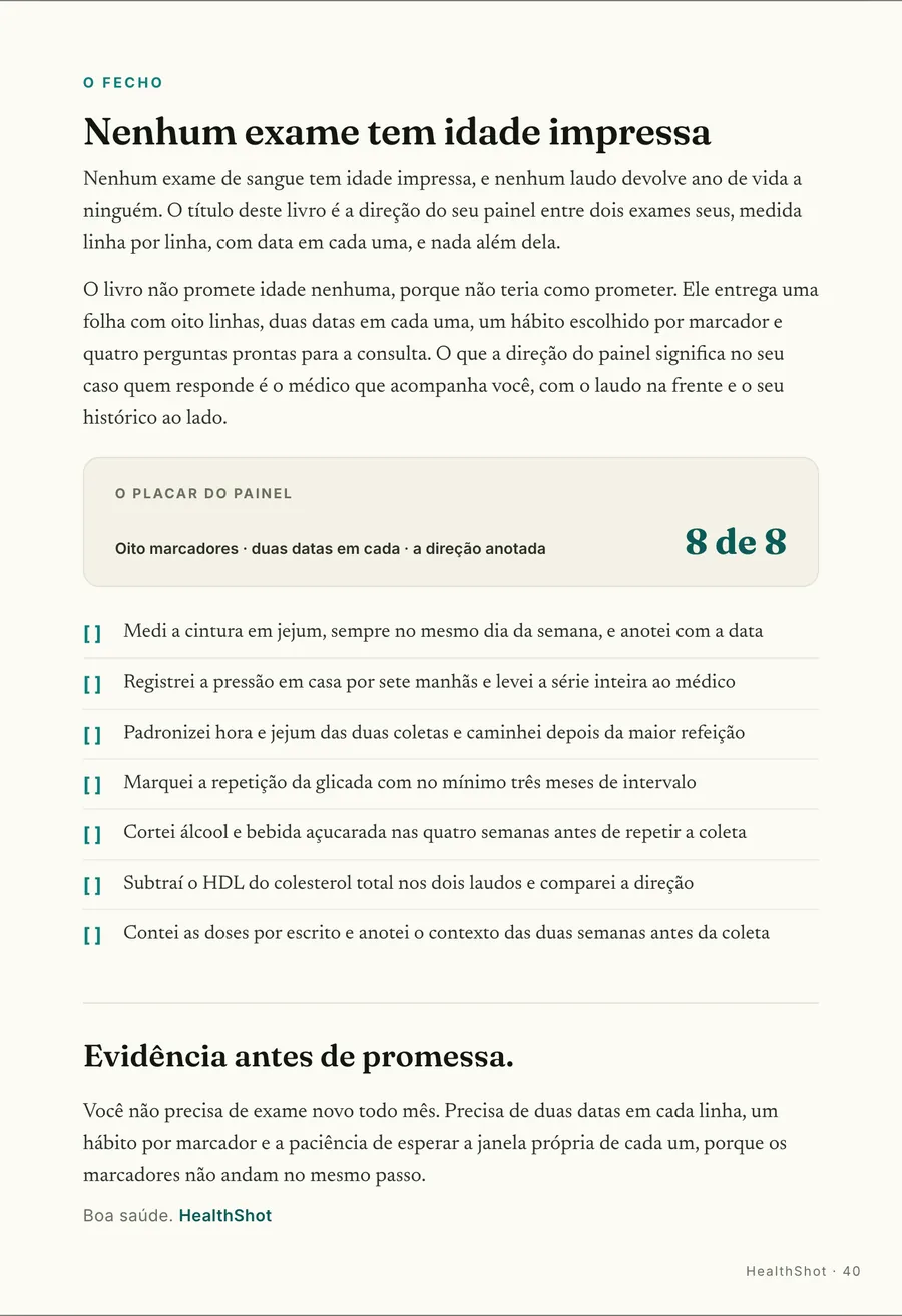 O fecho: O placar do painel: um hábito por marcador e a direção anotada em cada linha